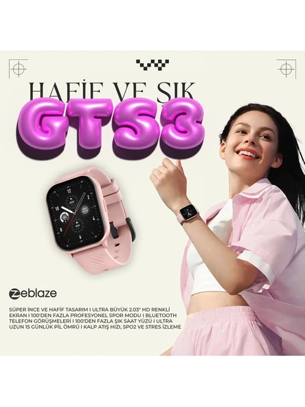 ZeBlaze Gts 3 Rose Pink Akıllı Saat - Gül Pembesi, Uzun Pil Ömrü, 2.03 Inç Ekran - 4