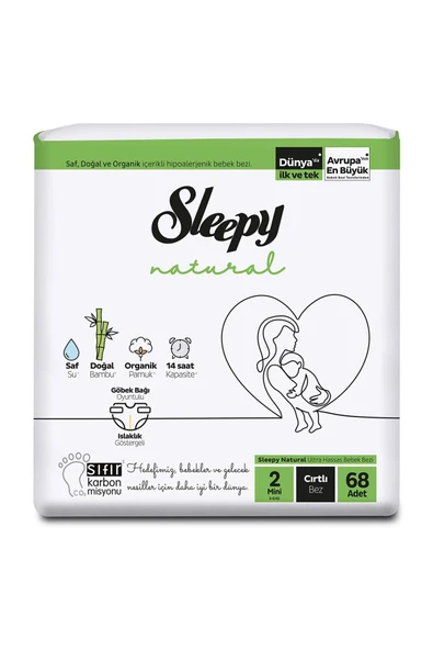Sleepy Natural Jumbo Paket 2 Beden Mini 3-6 Kg 68'li