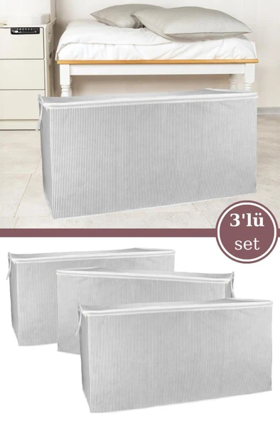 3’lü Mega Boy Yorgan Hurcu Set, Yorgan Yastık Battaniye Kıyafet Çamaşır Düzenleyici (80x60cm) 3 Adet ürün görseli 1