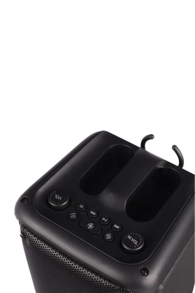 1973 Kablosuz Mikrofonlu Radyo / USB / Hafiza Kartli RGB Ledli Taşınabilir Bluetooth Hoparlör Parti Speaker - 4