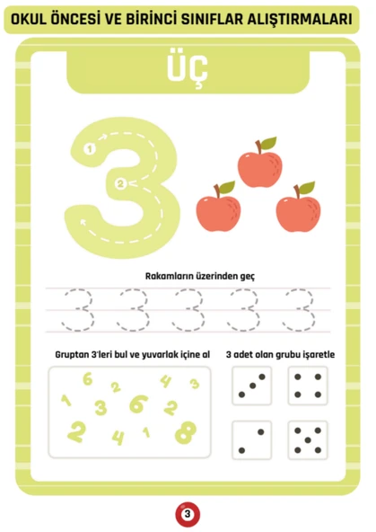 Okul Öncesi ve Birinci Sınıflar İçin Matematik Alıştırmaları Yaz-Sil Kitabı - 2