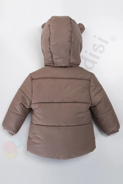 Su geçirmez İçi Kürklü Peluş Fermuarlı Kalın Kapüşonlu Şişme Kar Kışlık Erkek Bebek Mont Çocuk Kaban - 2