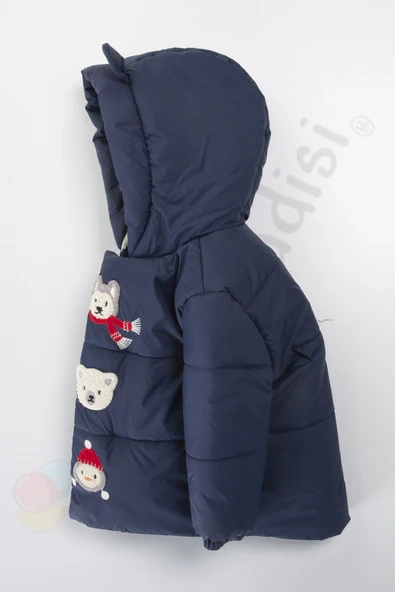 Su geçirmez İçi Kürklü Peluş Fermuarlı Kalın Kapüşonlu Şişme Kar Kışlık Erkek Bebek Mont Çocuk Kaban - 11