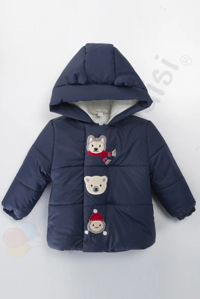 Su geçirmez İçi Kürklü Peluş Fermuarlı Kalın Kapüşonlu Şişme Kar Kışlık Erkek Bebek Mont Çocuk Kaban - 9