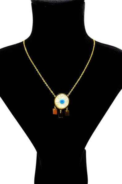 Sedef Detaylı Nazar Göz Kolye - Resim 2