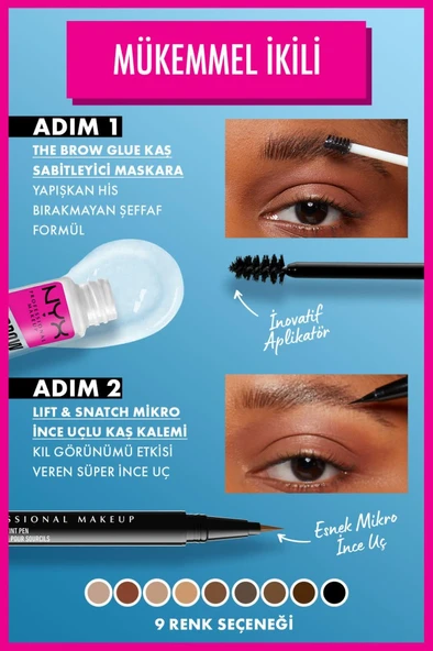 NYX Professional Makeup The Brow Glue Instant Brow Styler - Şeffaf Kaş Sabitleyici Maskara