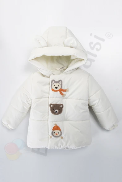 Su geçirmez İçi Kürklü Peluş Fermuarlı Kalın Kapüşonlu Şişme Kar Kışlık Erkek Bebek Mont Çocuk Kaban - 5