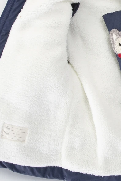 Su geçirmez İçi Kürklü Peluş Fermuarlı Kalın Kapüşonlu Şişme Kar Kışlık Erkek Bebek Mont Çocuk Kaban - 12