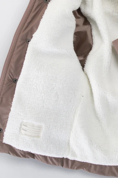 Su geçirmez İçi Kürklü Peluş Fermuarlı Kalın Kapüşonlu Şişme Kar Kışlık Erkek Bebek Mont Çocuk Kaban - 4