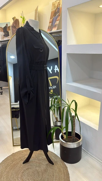 Nuss Tam Boy Fermuarlı Elbise - Siyah 2001 - 2