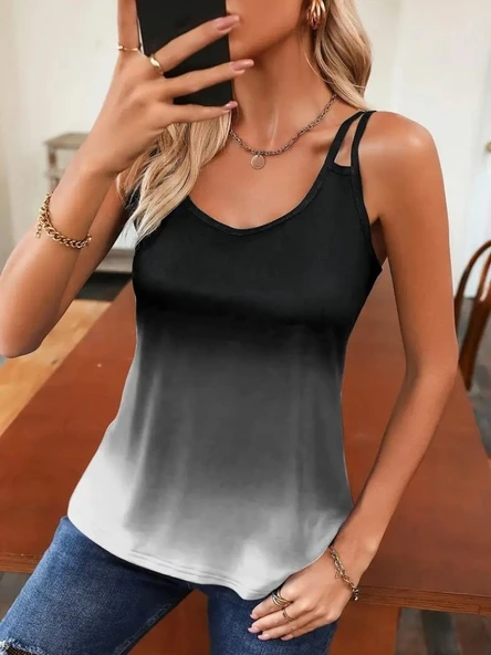 Kadın Askılı Yuvarlak Yaka Süprem Bluz - Resim 5