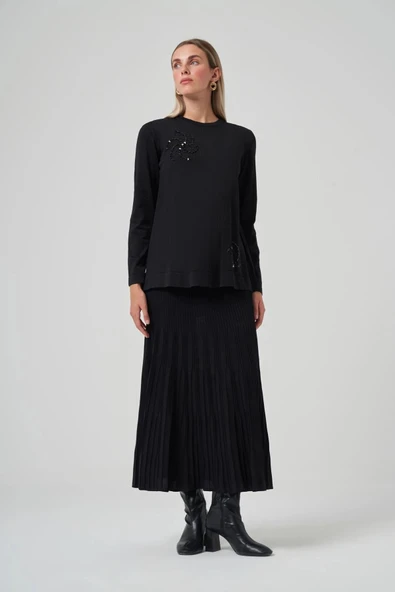 Nuss Boncuk İşlemeli Pilise Etekli Merserize Takım 1352 - Resim 3