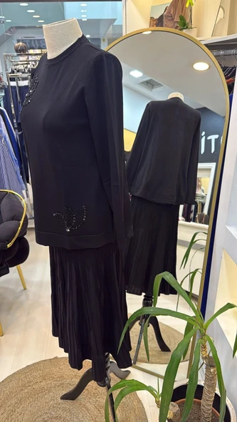 Nuss Boncuk İşlemeli Pilise Etekli Merserize Takım 1352 - Resim 8