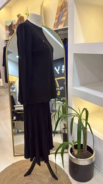 Nuss Boncuk İşlemeli Pilise Etekli Merserize Takım 1352 - Resim 10