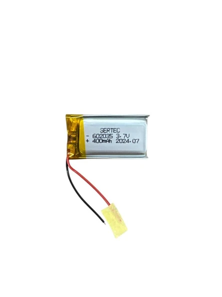 602035 3.7V 400mAh Li-Polymer Pil (Devreli/1.5A) - 1