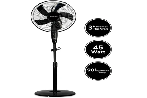 Kumtel KTF-330 Vantilatör - Siyah - 45 Watt - 2