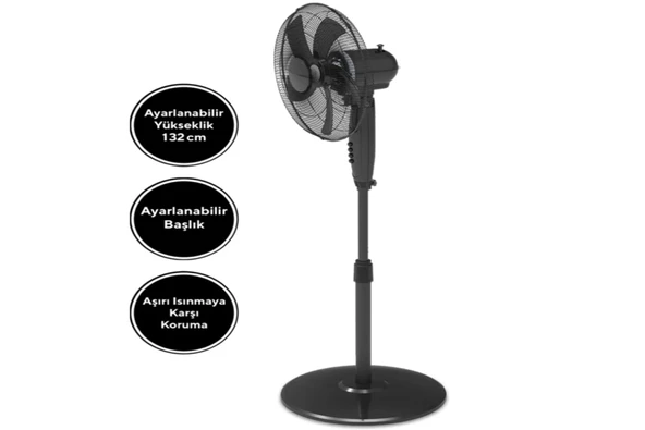 Kumtel KTF-330 Vantilatör - Siyah - 45 Watt - 3