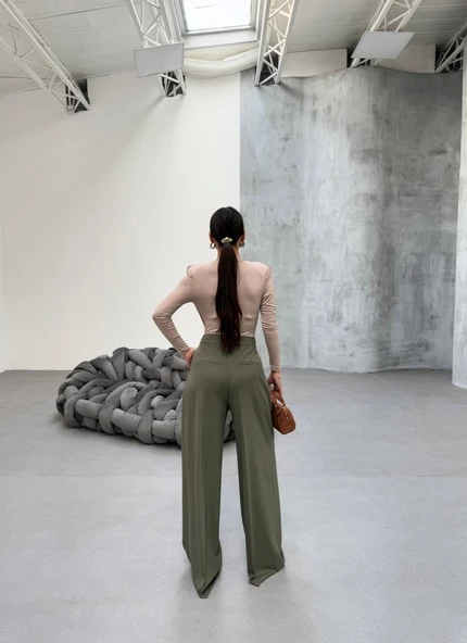 230 Gr Poly Viscose Full Lycra Pi̇leli̇ Palazzo Pantolon - Resim 2