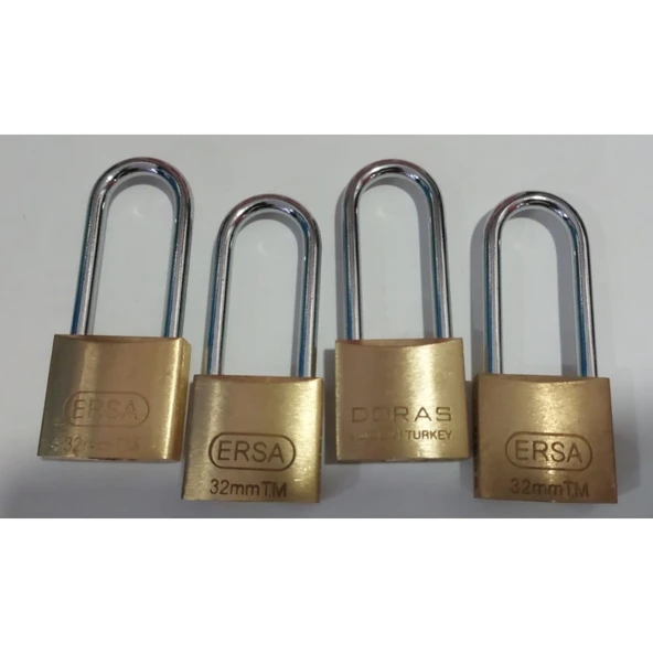 Doras Ersa 4'lü Set Uzun Kanca Pas Pirinç Asma Kilit 30 Mm - Resim 2