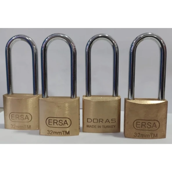 Doras Ersa 4'lü Set Uzun Kanca Pas Pirinç Asma Kilit 30 Mm - Resim 3