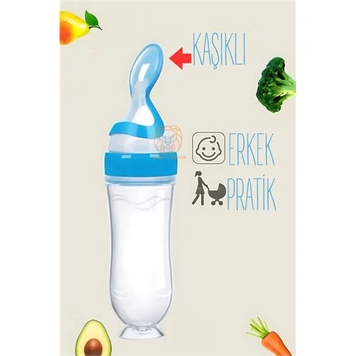 ModaCar Kaşıklı Mama Silikon Biberon ERKEK Bebek Besleyici ürün görseli