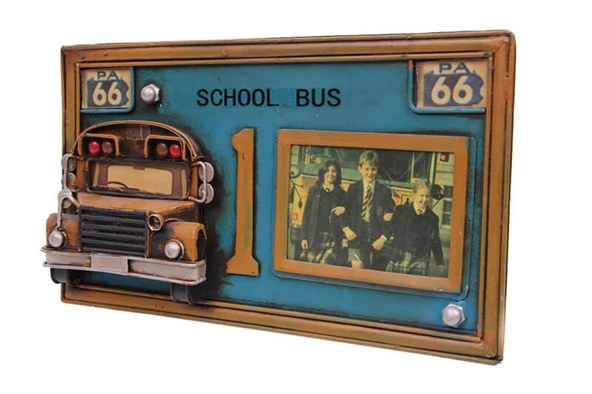 Dekoratif Metal Çerçeve Okul Otobüsü Dekorlu Hediyelik - 3