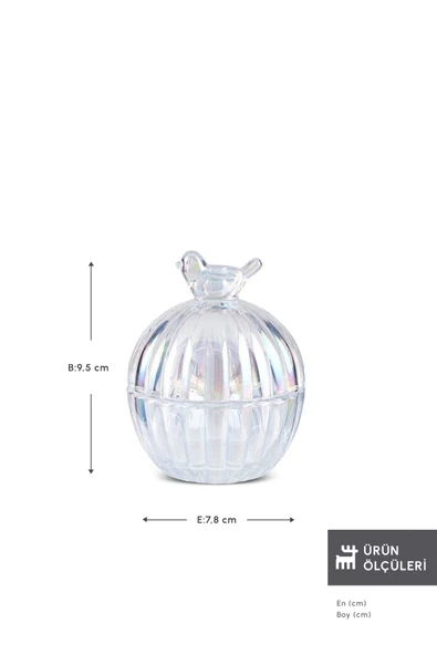 Kuşlu Cam Lokumluk Luster 9,5 Cm - Resim 2