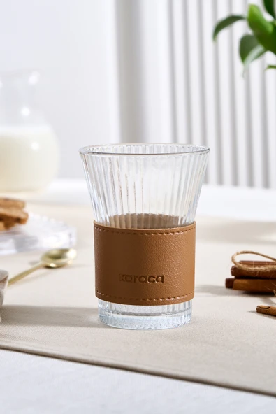 Leather Cool Touch Latte Bardağı 210 Ml Kahverengi - Resim 5