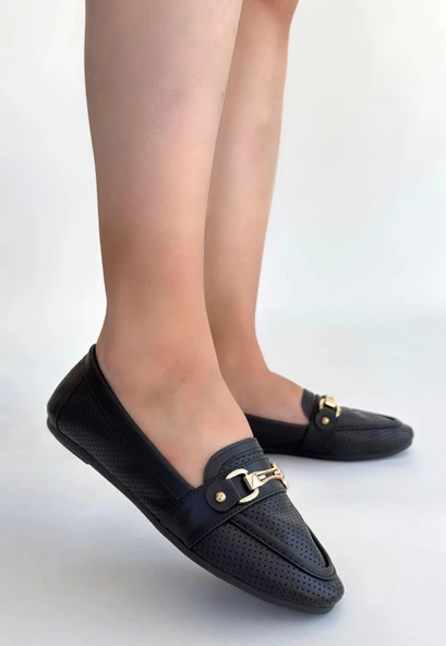 Rain Siyah Cilt Babet Ayakkabı - 3