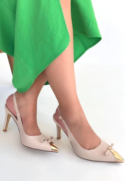 Joye Bej Cilt Topuklu Ayakkabı - 3