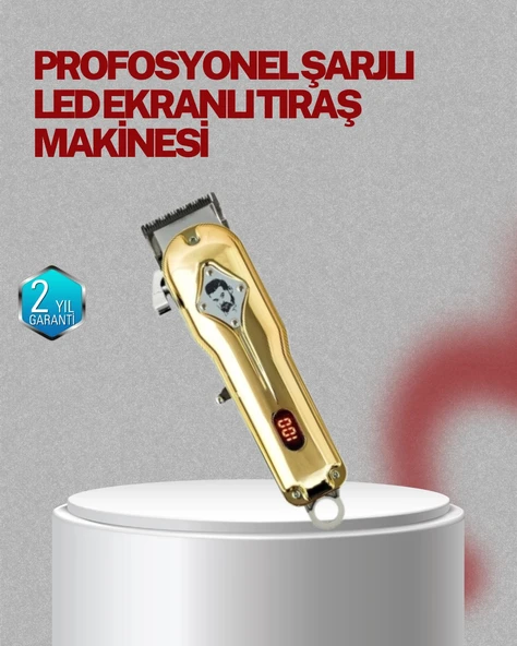 Type-C Şarjlı LCD Ekranlı Profesyonel Saç Sakal Tıraş Makinesi ürün görseli 1