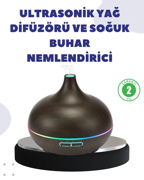 Uçucu Yağ Uyumlu Renkli LED Işıklı Nemlendirici ürün görseli 1