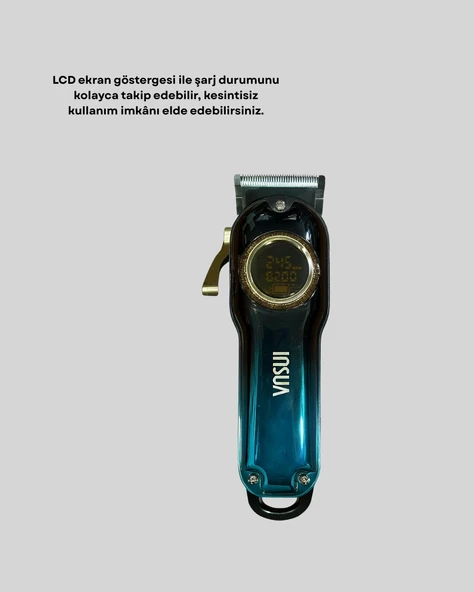 Profesyonel Saç Kesme Makinesi – 2000 mAh Şarjlı, LCD Ekranlı - Resim 4