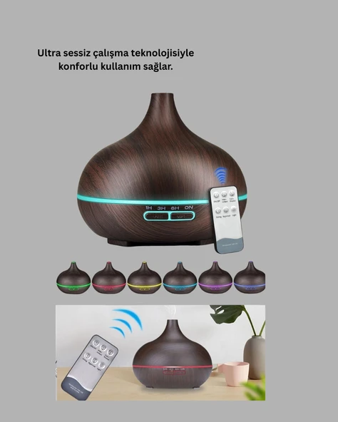 Uçucu Yağ Uyumlu Renkli LED Işıklı Nemlendirici - Resim 5