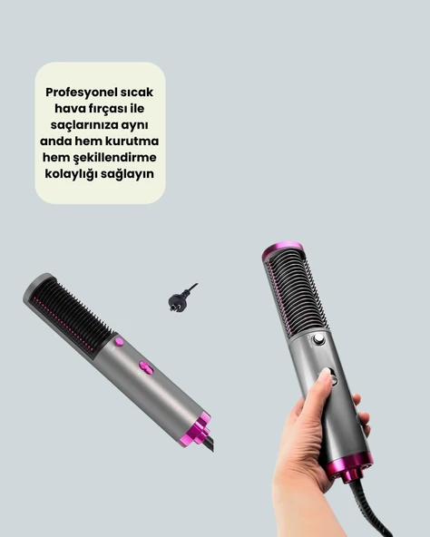 Ergonomik Tasarımlı Hafif ve Taşınabilir Sıcak Hava Fırçası - Resim 3