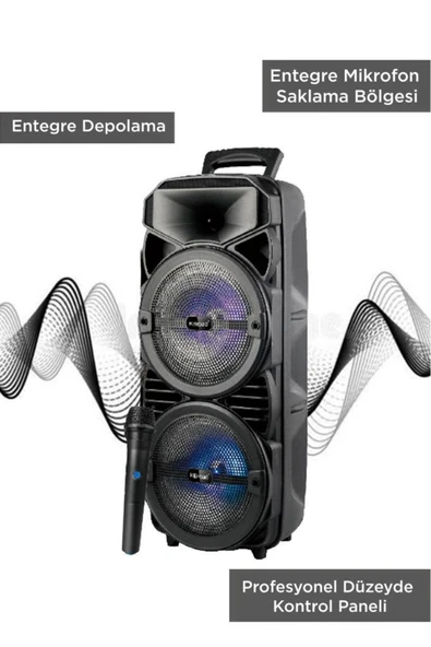 2411 Kablosuz Mikrofonlu 5.0 Bluetooth Hoparlör Fm Radyo Parti Speaker - 3