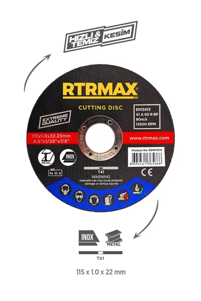 RTM102SET Avuç Taşlama Makinası 4'lü Set - Eldiven-Kesici Disk-Flap Disk - 6