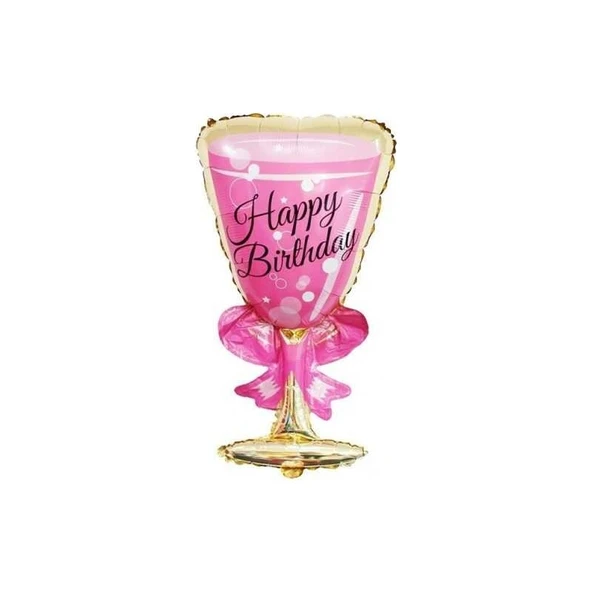 Parti Sürprizi Happy Birthday Pembe Kadeh Folyo Balon ürün görseli