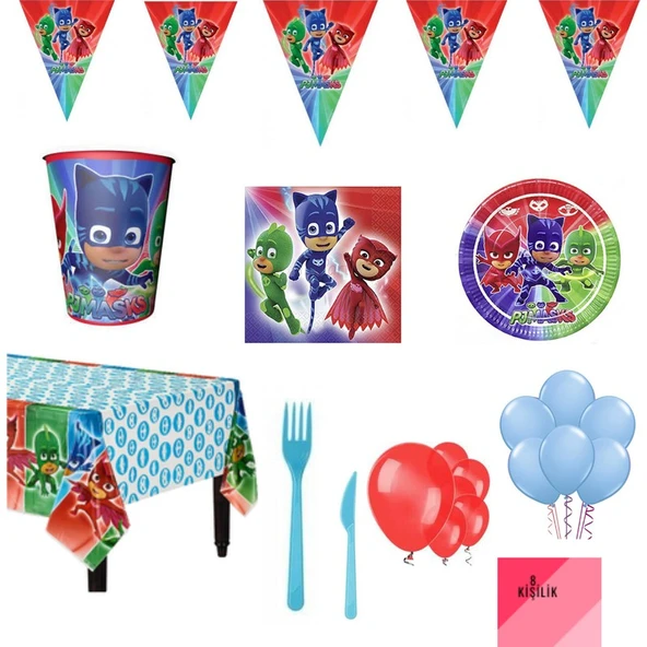 Parti Sürprizi Pj Mask 8 Kişilik Parti Seti ürün görseli