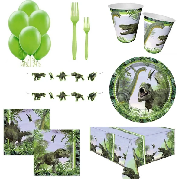 Parti Sürprizi Vahşi Jurassik Temalı Doğum Günü Parti Seti 8 Kişilik ürün görseli
