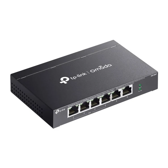 TP-LINK OMADA DS106P 4 PORT 10/100+2 PORT 10/100 UPLINK 67W 250 METRE POE MESAFE METAL KASA SWITCH - 2