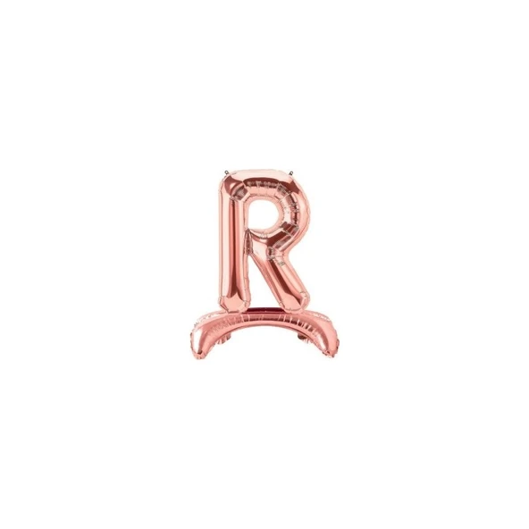 Parti Sürprizi Ayakta Durabilen Rose Gold R Harf Folyo Balon - 1