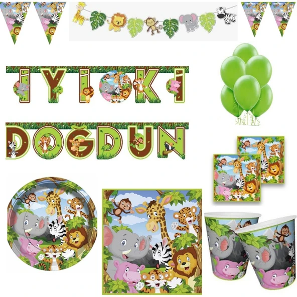 Parti Sürprizi Safari Partisi 8 Kişilik Doğum Günü Parti Seti ürün görseli