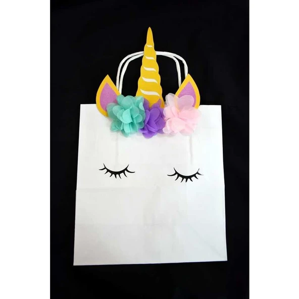 Parti Sürprizi Çiçekli Unicorn Çanta 6 Adet ürün görseli