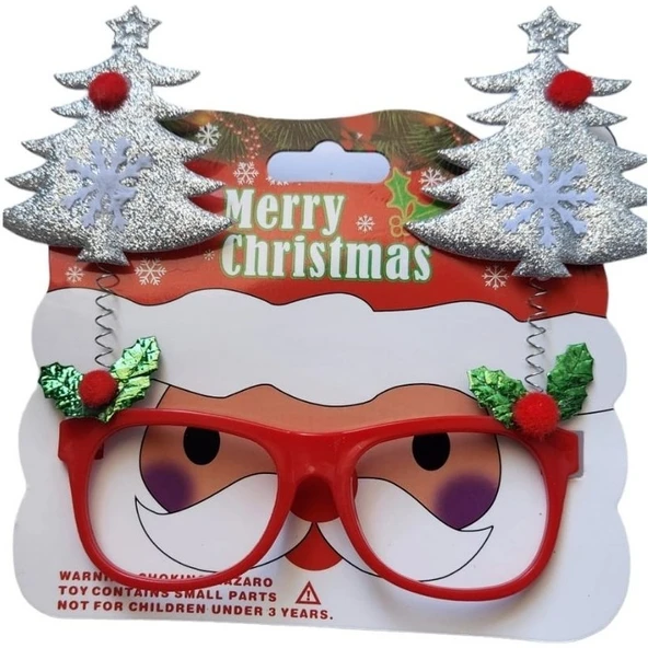 Parti Sürprizi Yılbaşı Partisi Gümüş Çam Ağacı Şekilli Gözlük ürün görseli