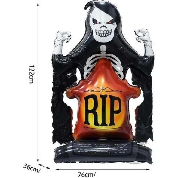 Parti Sürprizi Halloween Cadılar Bayramı Şişme Ayaklı Mezar Taşı Folyo Balon - 2