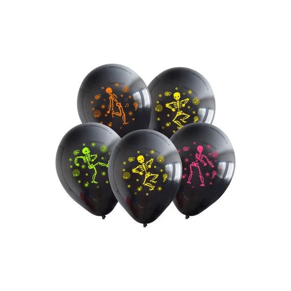 Parti Sürprizi Floresan Iskelet Latex Balon 10 Adet ürün görseli