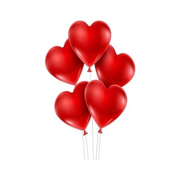 Parti Sürprizi Kırmızı Kalp Latex Balon 10 Adet ürün görseli