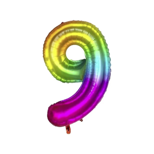 Parti Sürprizi Gökkuşağı Folyo Balon 9 Rakamı 100 cm ürün görseli