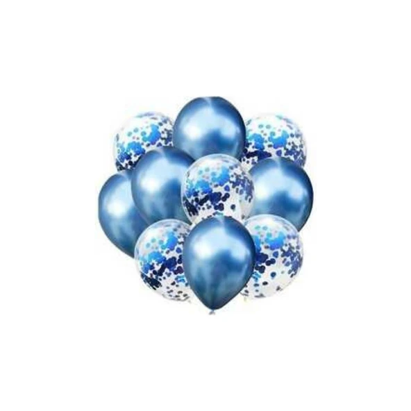 Parti Sürprizi Konfetili Mavi Balon Demeti (10 Adet) ürün görseli